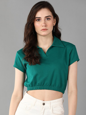 METRONAUT Casual Solid Women Green Top
