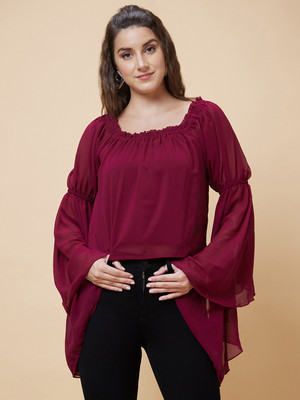 Globus Party Solid Women Red Top