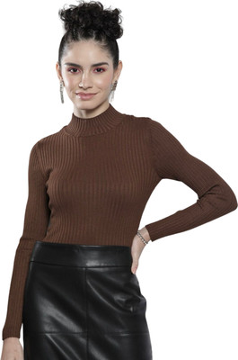 CRAMPLE Casual Solid Women Brown Top