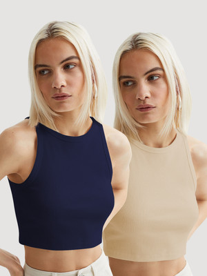 METRONAUT Casual Self Design, Solid Women Dark Blue Top