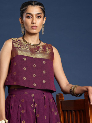 Taavi Formal Self Design Women Purple Top