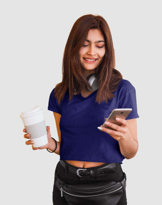 COLOR CAPITAL Casual Solid Women Dark Blue Top