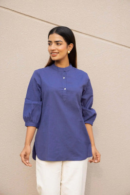 Kirnya Formal Solid Women Blue Top