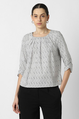 VAN HEUSEN Formal Printed Women Grey Top