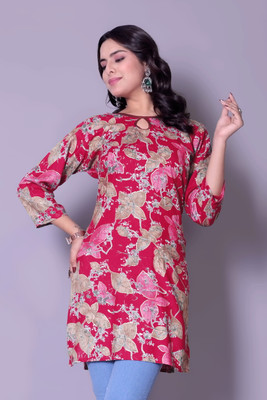FULPARI Casual Printed Women Pink Top