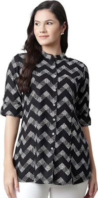 Gaur Collections Casual Printed Women Black Top