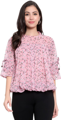 Moda Rapido Casual Printed Women Pink Top