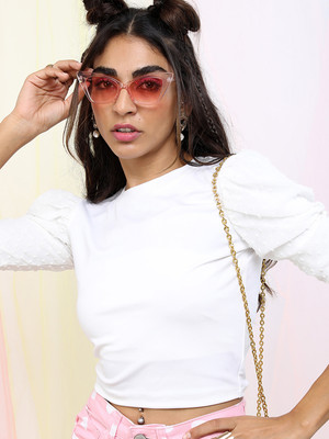 Tokyo Talkies Casual Solid Women White Top