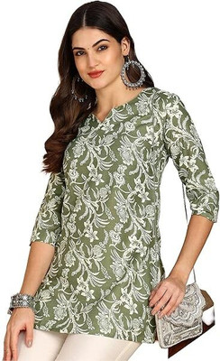Jagvi Casual Printed Women Green Top