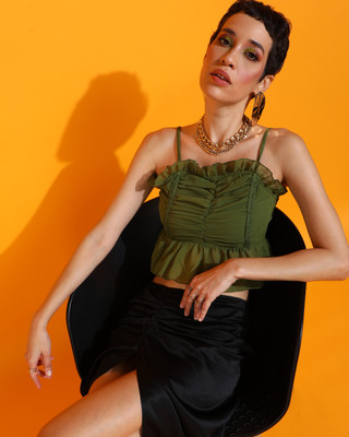 Azzurra Party Solid Women Green Top