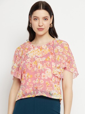 HouseOfCommon Casual Floral Print Women Pink Top