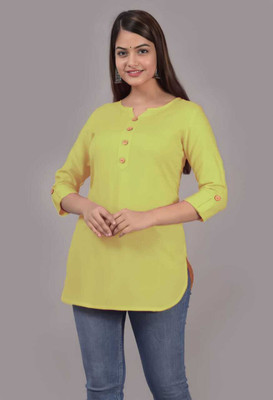 kair Casual Solid Women Yellow Top
