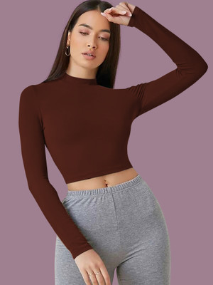 Dream Beauty Fashion Casual Solid Women Brown Top