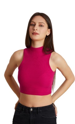 Berry Bird Casual Solid Women Pink Top