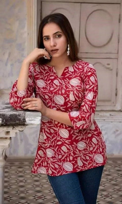 HouseOfCommon Casual Printed Women Pink Top