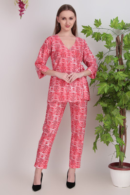 N C DESIGN Casual Self Design Women Red Top