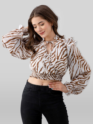 Azzurra Party Printed Women White Top
