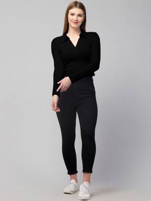 Maheshvi Casual Solid Women Black Top