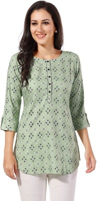Meher Impex Casual Printed Women Light Green, White, Dark Blue Top