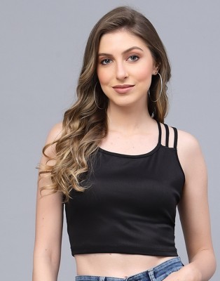 Selvia Party Solid Women Black Top