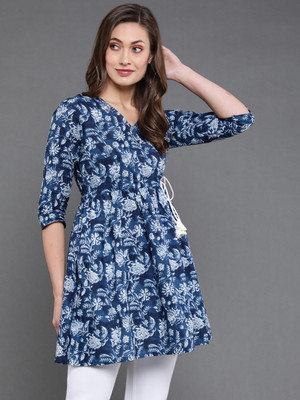 Antaran Casual Printed Women Dark Blue, White Top