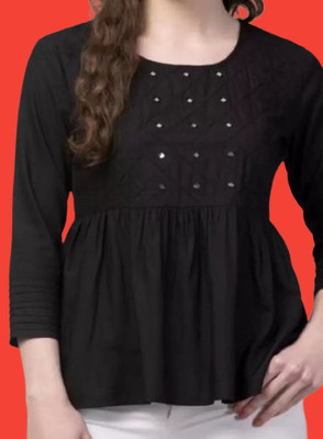 Dineshy Creation Casual Solid Women Black Top