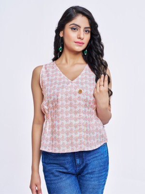 Leriya Fashion Casual Printed Women Pink Top