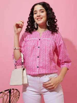 Seek By Sheetal Casual Tribal Women Pink, White Top