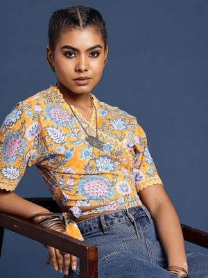 Taavi Casual Printed Women Yellow Top