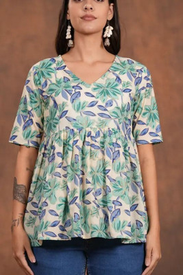 ARZOO Women Printed Anarkali Kurta(Grey)