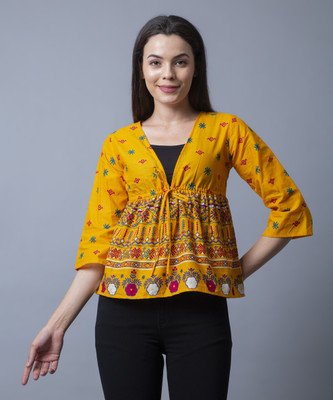 Tsc Casual Printed Women Yellow Top