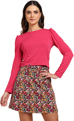 saffe Casual Solid Women Pink Top