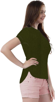 THE BLAZZE Casual Self Design Women Dark Green Top