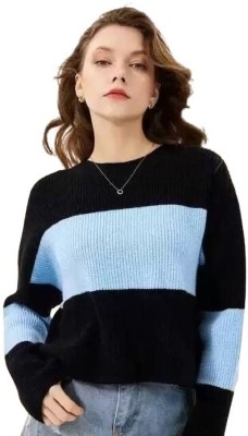 Lata Creation Casual Color Block Women Light Blue, Black Top