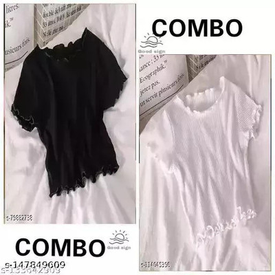 GLADLY Casual Self Design Women Black, White Top