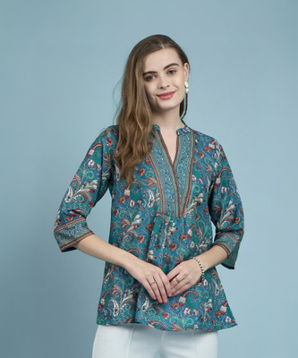 all about you Casual Printed Women Blue Top