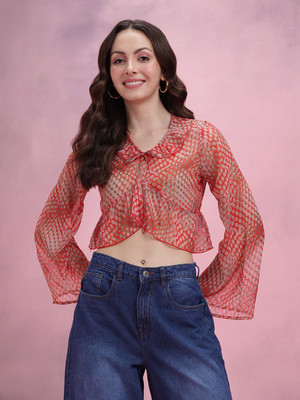 Dressberry Casual Printed Women Brown Top