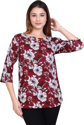 Varenyam Casual Printed Women Purple Top