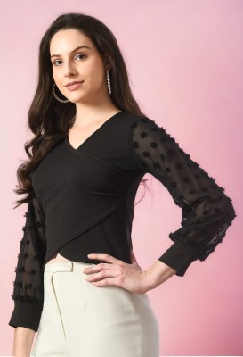 Faani Casual Solid Women Black Top