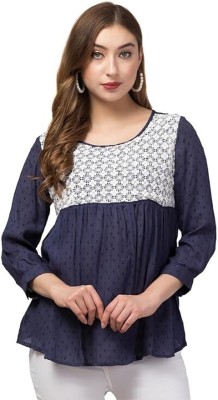 Enterprises Himani Casual Self Design Women Blue Top