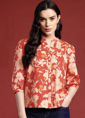 Sanganer MART Party Printed Women Red Top
