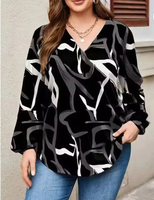 topbyfashion Party Printed Women Black Top