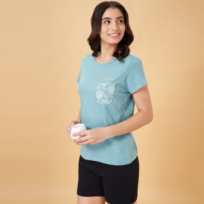 Dreamz by Pantaloons Casual Self Design Women Light Blue Top