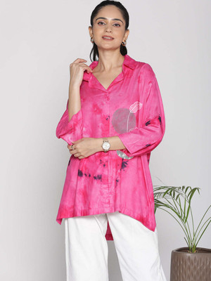 LetsDressUp Casual Printed Women Pink Top