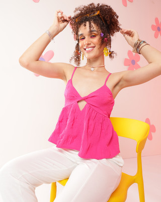 Raffaella Party Solid Women Pink Top