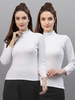 FRISKERS Party Solid Women White Top