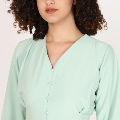 FUTURO Casual Solid Women Green Top