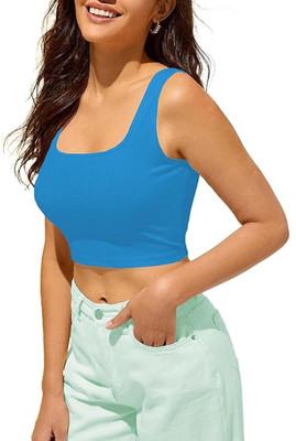 THE BLAZZE Casual Solid Women Light Blue Top
