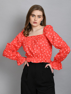 ADRIANA Party Printed Women Red Top