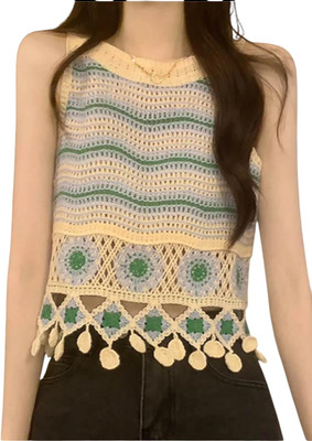 Epicedesigns Casual Self Design Women Green Top